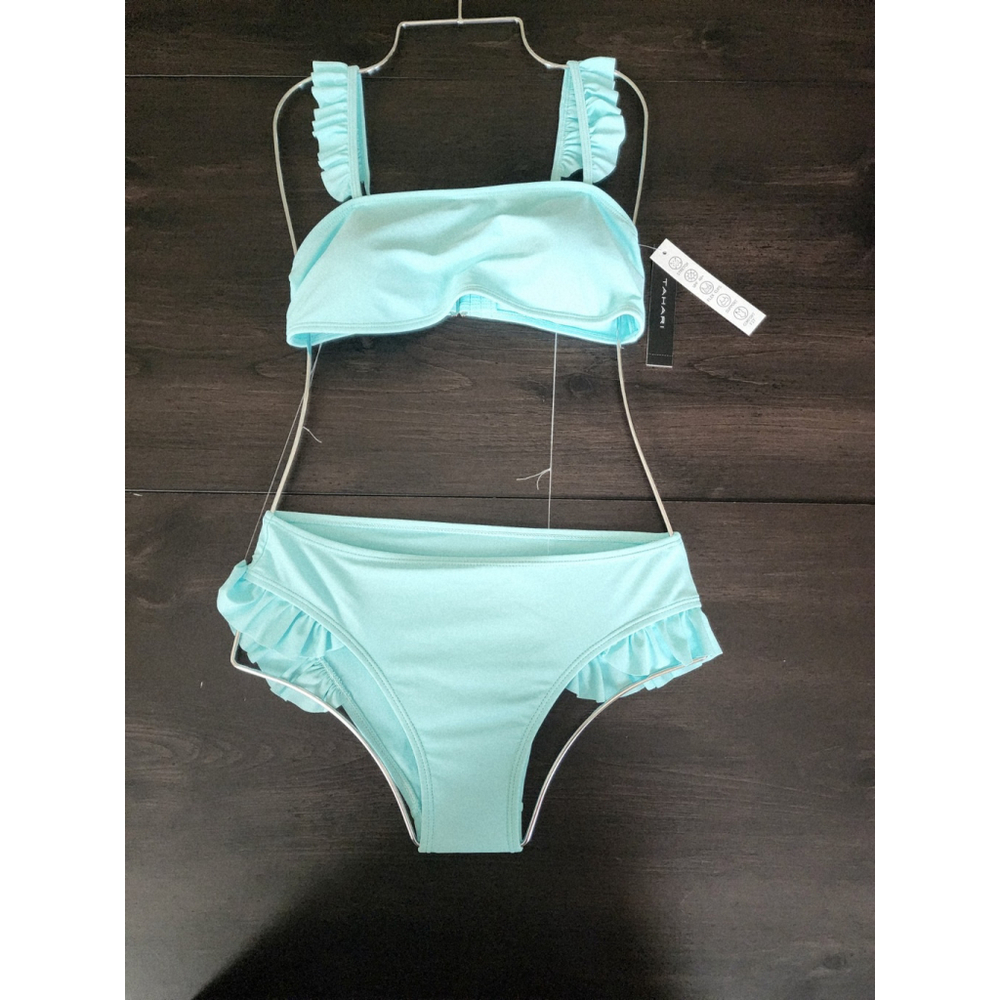 Tahari 2 piece Set Swimsuit Bathing Suit SZ MEDIUM - Blue Mist Light Turquoise - Picture 3 of 15